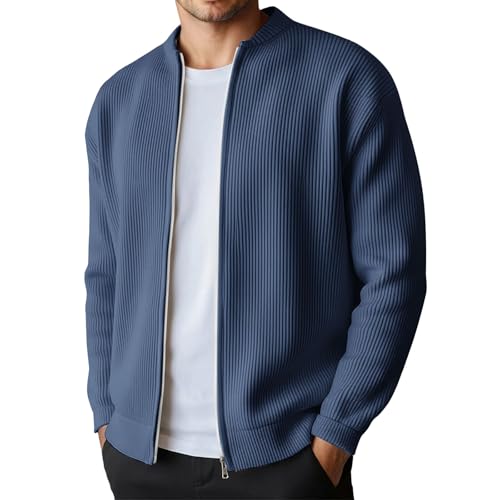 Zanisouta - Zanisouta Trachtenjacke pour homme - Veste en tricot chaude pour l'hiver - Veste de transition - Col rond - Cardigan à manches longues - Pull en tricot avec fermeture éclair - Gilet uni - Manteau, O