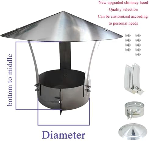 Outdoor Rain Cap for Wood Stove Pipe - Ventilation Chimney Cap for Exhaust Duct (D10cm*25cm/3.94in*9.84in) - Durable, Weatherproof, Easy Installation