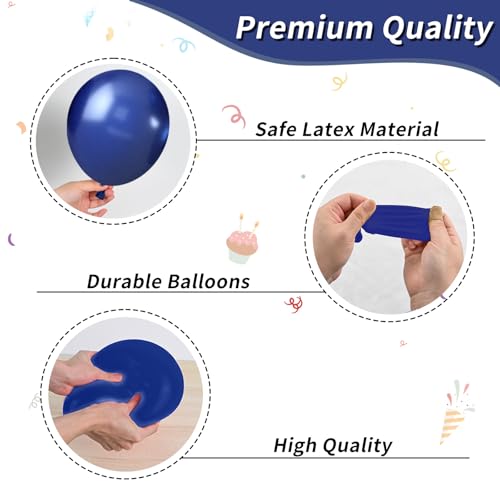 Image of Blue and Black Balloons 50PCS 12 Inch Royal Blue Black Silver Balloons