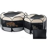 Cat Playpen, 60"x 24" Large Portable Puppy Playpen, 2-Room Foldable Dog Playpen for Indoor Outdoor Dogs, Cats, Small Animals with Carrying Case
