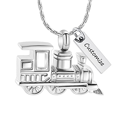 constantlife Cremation Jewelry Memorial Urn Pendant Necklaces for Ashes Small Train Design Ashes Holder Charm Keepsake