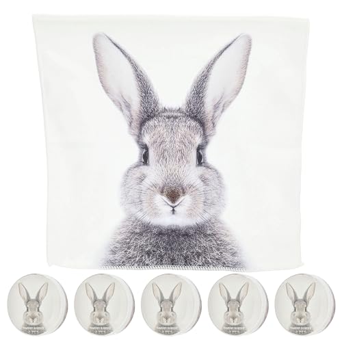 Cepewa Magisches Handtuch Hasenmotiv 6er Set | 30x30cm Baumwolle | Zeichnung Osterhase Ostergeschenk | Waschlappen Zaubertuch Zauberhandtuch