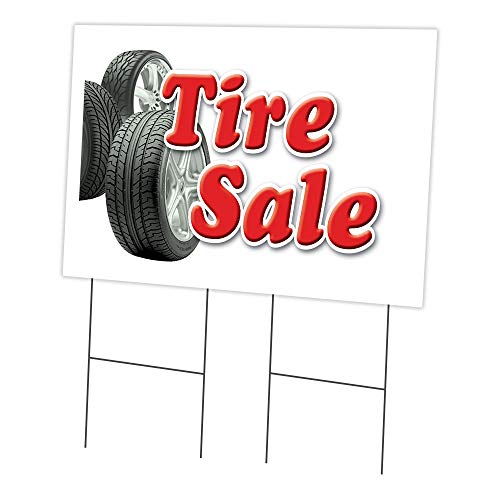 Tire Sale 24" x 36" Yard Sign & Stake | Advertise Your Business | Stake Included Double Sided Image | Made in The USA