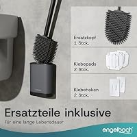 Engelbach® Klobürste Silikon mit Edelstahl Griff & Halter, Flach Anthrazit – Ansicht 6
