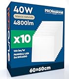 10 Pannelli LED 60x60 40W Quadrati da Incasso 4800 lumen con Driver Philips - Luce Natural...