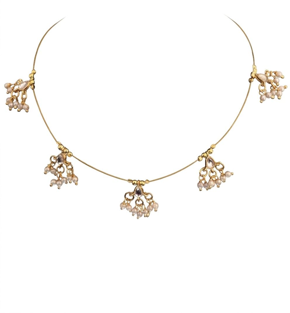 Invisible Chain Kundan Necklace – Floating Pearl Drop Choker – Minimalist Gold Wire Ethnic Jewelry for Women – Traditional... - Review, Price and Buying Guide