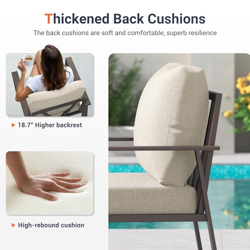 Image of UDPATIO Aluminum Outdoor Patio Furniture Set 7-Seat Metal Patio Conversation Sets with Coffee Table and Water-Resistant Cushions, Modern Patio Sectional Sofa for Porch, Deck, Backyard, Poolside
