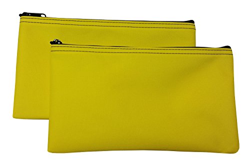 Cardinal Bag Supplies Travel Zipper Bags 11 x 6 inches Small Compact Portable Yellow Zippered Cloth Pouches 2 Pack CW