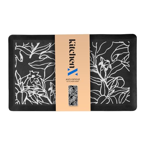 KitchenX Kitchen Floor Mat - Anti-Fatigue Mat for Kitchen Floor - Thick Non-Slip Cushioned Kitchen Mat - Anti-Shock Standing Desk Mat for Home/Office/Garage - 17.3”x30”x0.5” (Black)