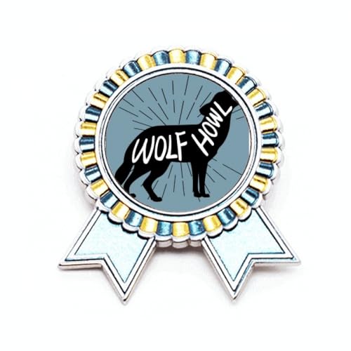 Broche loup noir en métal avec contour animal naturel - Idée cadeau originale taille M