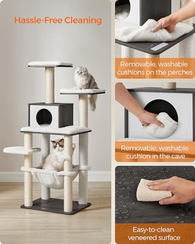 image for Feandrea Cat Tree, 54.3-Inch Modern Cat Tower for Indoor Cats, Multi-L