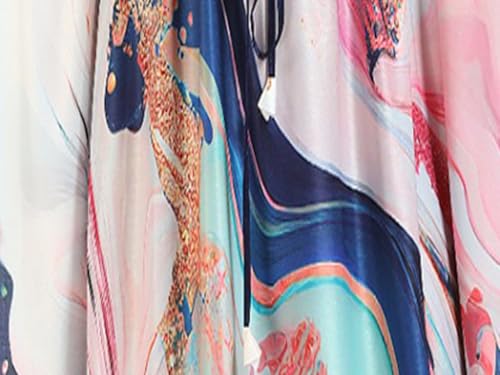 Image of Women's- Kaftan /Nighty /Maxi /Gown /Nightdress /Nightwear Serena Fabric- V-Neck Floral Print
