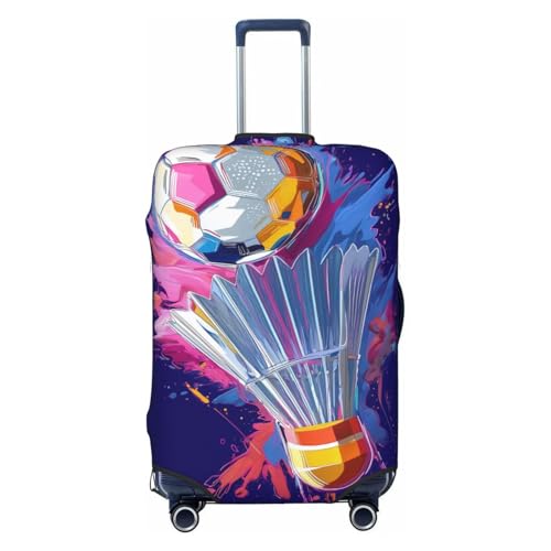 Abstract Pop Art Shuttlecock Soccer Ball Elastic Travel Luggage Covers Dustproof Scratch-Resistant Suitcase Protector Fit 22-24 Inch