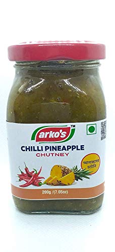 Image of ARKOS Homemade Chilli pineapple Sauce 200gm with 100% natural ingredients,Hot, Tangy, Sour, & Spicy with Authentic Chinese flavour Chilli Pineapple Sauce thick liquid eaten with food to add flavour, Hari mirchi ka Pineapple, Anaanaas,Ananasa, Painapil Sauce, No Artificial Flavours and Colors,Perfect for Spring Rolls, Grilled Chicken, Noodles, Dipping sauce any fried items.