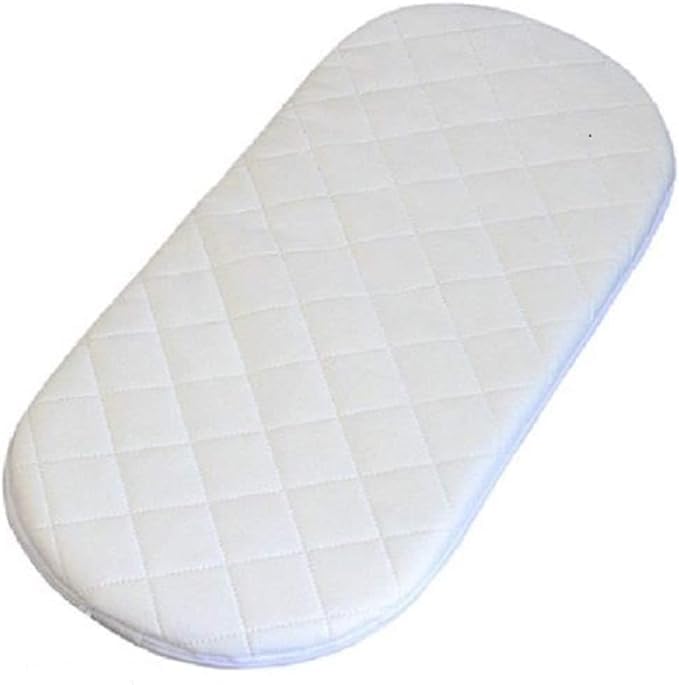 Moses Basket Waterproof Mattress Pad, Extra Thick Foam, Oval Shape, Washable Cover, Newborn Bedding (65x28x4)