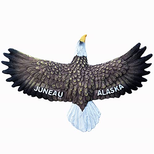 Juneau Alaska USA Bald Eagle Shape Refrigerator Magnet Travel Souvenir 3D Fridge Decoration Magnetic Sticker Hand Painted