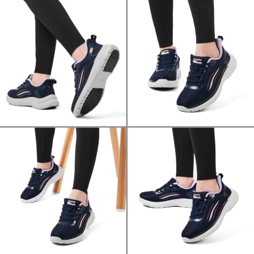 Image of Treesky Non Slip Work Shoes for Women, Restaurant & Kitchen Sneakers | Slip resistant soles, lightweight cushioning, breathable knit, removable insole, for nursing, food service & long shifts