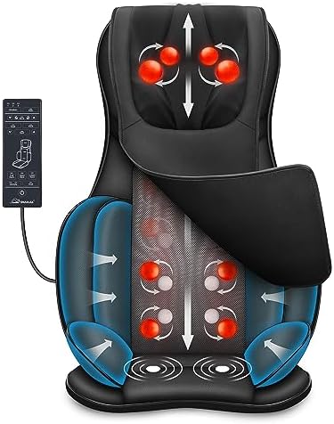 Snailax Shiatsu Massage Chair - Neck Back Massager with Heat & Compress, Full Back Massage Seat Cushion Portable Chair Massagers for Back and Neck,Shoulder,Gifts for Dad/Mom