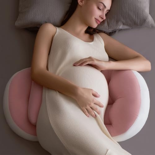 Image of Pregnancy Pillow for Sleeping, Portable Maternity Pillow for Pregnant Women, Pregnancy Wedge Pillow, Double Sided Support for Back, Belly & Leg Pain Relief, 30 Slope, Gifts for Pregnant Women, Pink