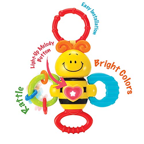 Twist & Rattle Musical Bee Light-Up Toy And Teething Ring For Toddlers 3-6 Months - Sensory Chew And Fine Motor Skills Toy For Newborn - Baby Rattle And Teething Toys For 6-12 Months Babies #TOP1