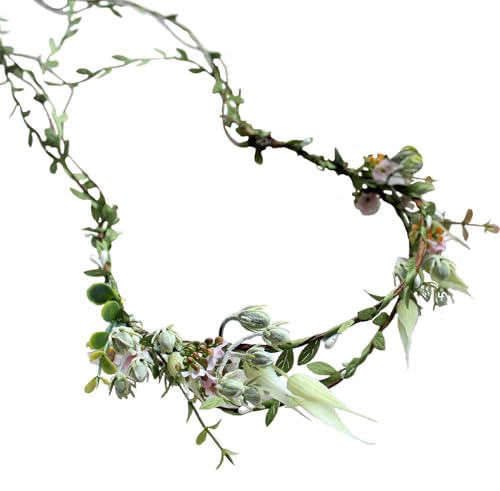 Trepveter Flower Vine Crown Bridal Floral Headband Headpiece Halo Green