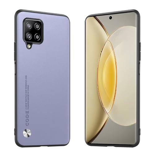 Custodia Adatta per Samsung Galaxy A42 5G 6.6 Cover metallica serie CODE - chiaro viola pelle