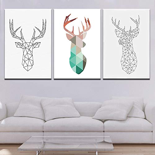 Tableau triptyque cerf géométrique pour raviver un mur blanc vide - 4