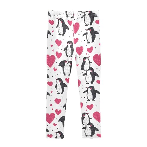 Penguin Red Heart Girls Casual Leggings for Kids Printed Long Pant Bottoms Stretch and Soft2