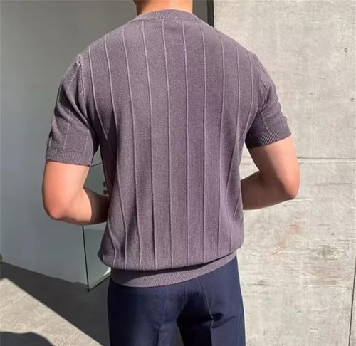 Men's Knitted Sweater Round Neck Straight Leg Short Sleeves Pullover Summer Fashion Knitwear3