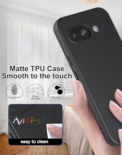 Image of MOBILOVE Back Cover Case for Google Pixel 9a | Pure Liquid Soft Matte Silicone Case with Logo and Comes with Camera and Screen Protection Back Cover for Google Pixel 9a (Black)