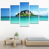 SIGNWIN 5 Panel Canvas Wall Art Modern Art Beach Coastal Expressive Global Multicolor Photography for Home Decorations Ready to Hang - 60