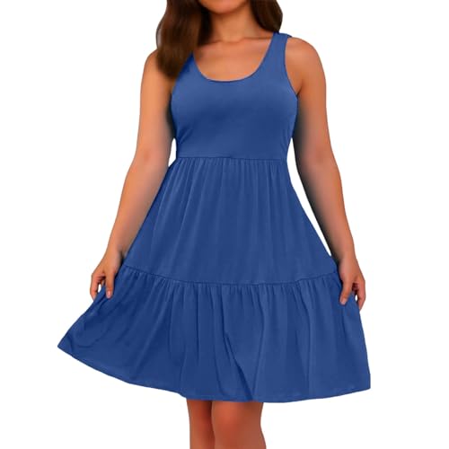 Robe mi-longue femme grande taille sans manches casual chic couleur unie mode printemps-été