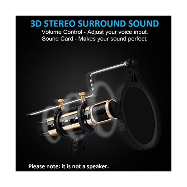 ZealSound USB-Mikrofon-Kondensator-Aufnahme-Set, Plug-and-Play-Mikrofon für Telefon, Laptop, Windows, ASMR Garageband… – Bild 3