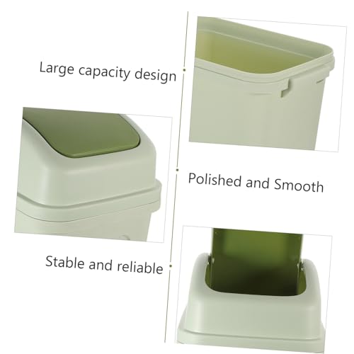 Caneca de basura rectangular con tapa 10L verde claro miniatura 5