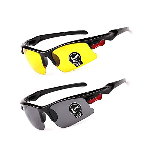 QKEPCY Lunettes de Soleil Sport et Lunettes Conduite de Nuit pour Homme Femme, Lunette de Cyclisme Protection UV400 Lunette Anti Eblouissement Vélo Lunettes pour VTT Conduire Course à Pied Pêche Cover