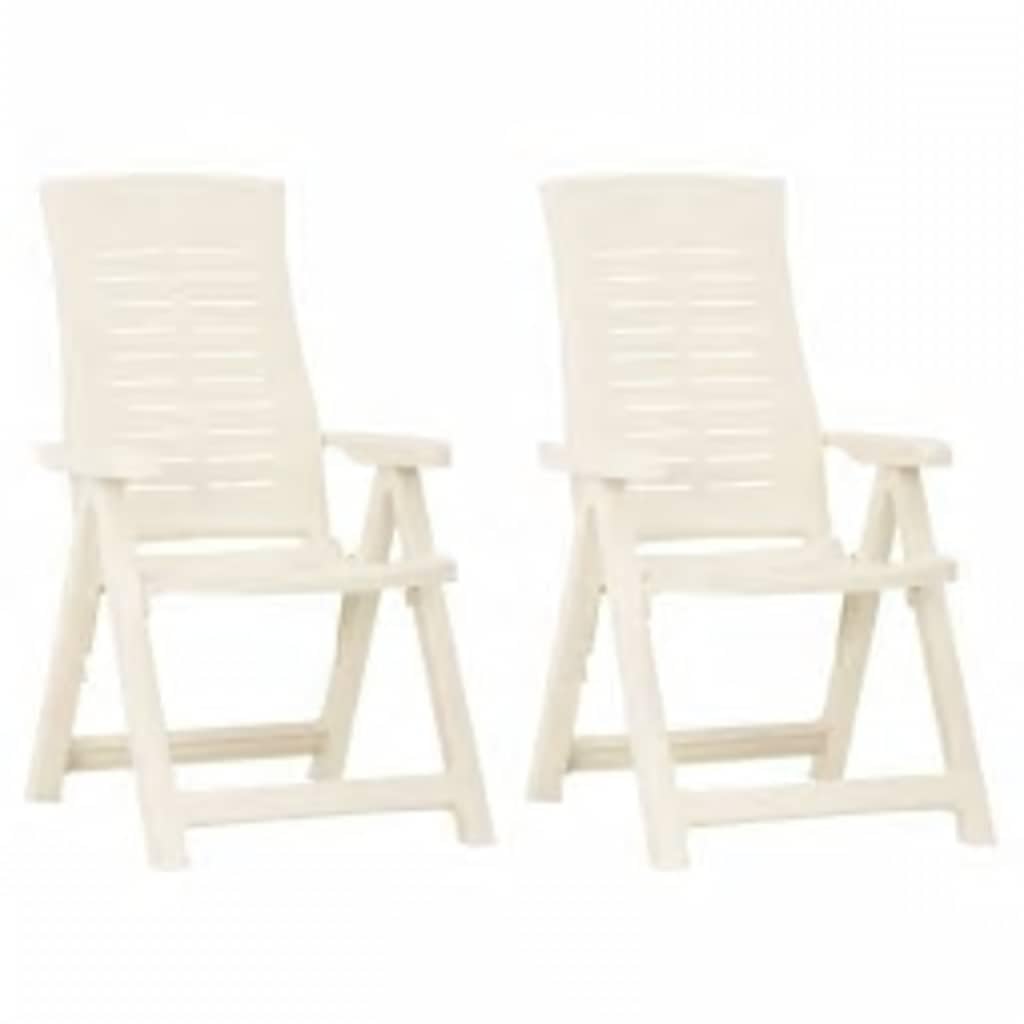 vidaXL 2X Sillas de Jardín Reclinables Plegables Sillón Exterior Balcón Terraza Patio Asiento Butaca Muebles Mobiliario Plástico Blanco