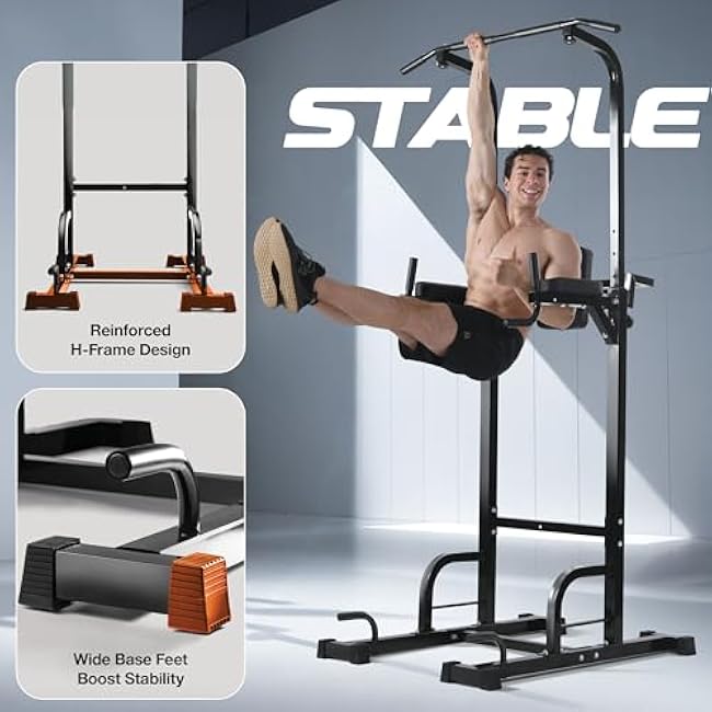 Pull Up Bar Free Standing - Power Tower, Multi-Functional Pullup Dip Station, Calisthenics Equipment Station For Home Gym - 440LBS Capacity, Height Adjustable, Durable, Heavy-Duty Strength Training For Men & Women To Build Muscle.