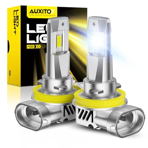 AUXITO H11/H8/H9 LED Bulbs 50,000LM 900% Brighter, 6500K Cool White, 3 Min Plug and Play Installation - Pack of 2
