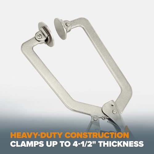 Image of BORA Auto Adjust 6 inch Locking Vise Grip Clamp - Heavy Duty Multi Purpose Welding Clamps with Comfortable Grips Perfect C Clamp for Woodworking, Welding, and Metalworking