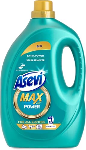 Asevi Max, Hypoallergenic Non-Bio Laundry Detergent, Concentrated Disinfectant Washing Liquid Laundry Cleanser, Sanitiser, 2500ml, 50 Washes
