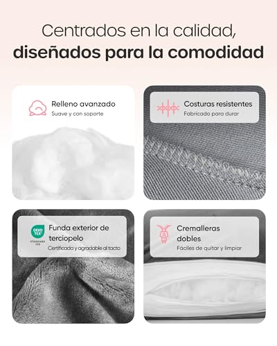 Miniatura 6 de Nuliie Almohada Embarazada Dormir, Cojin Embarazada En Forma De U, Almohada Embarazo Para Soporte De Espalda, Caderas Y Piernas, Almohada Para Embarazadas Con Funda De Terciopelo Lavable Gris