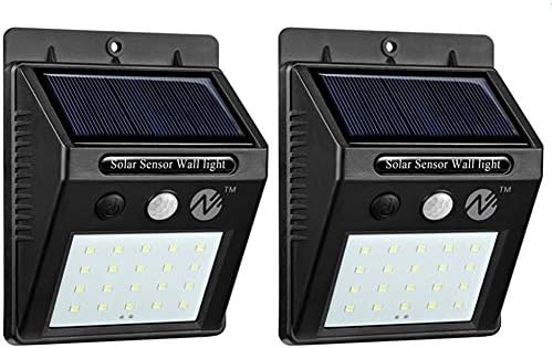 Zeben Solar Lights Outdoor Waterproof Wall Light 20 LED Flood Lighting Motion Sensor Auto On/Off Porch Lights for Patio Deck Yard Step Garden(2 Pack)