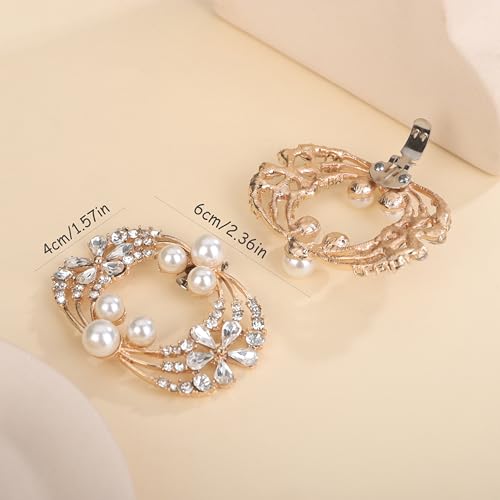 Chargances 1 Pair Gold Pearl Crystal Shoe Clips Wedding Flower Detachable Shoe Buckle Sparkly Bridal Rhinestone Shoes Decoration for Women by Chargances - Used condition - Image 4