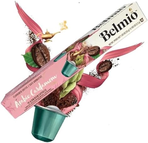 Belmio Arabic Cardamom Flavored Aluminum Coffee Capsules, Intensity 6, 50 (5 x 10) Capsules, Nespresso® Compatible Coffee Pods, Premium Coffee