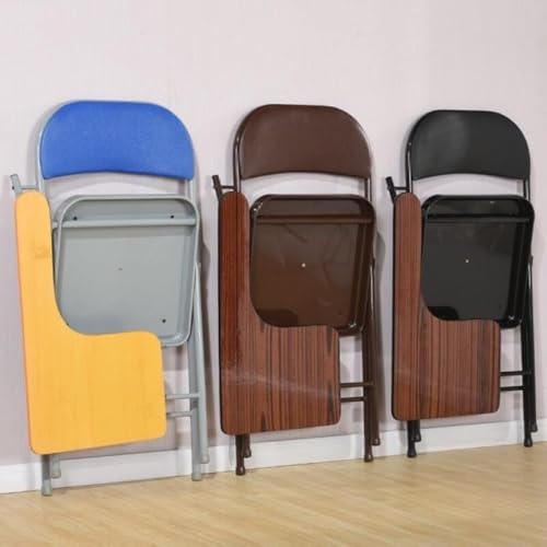 AKILER テーブル付き折りたたみ会議チェア アームレスト付きパイプ椅子 組立不要完成品 軽量コンパクト収納 オフィス用ミーティング・講習背付き椅子 会議用 (ライトブルー) [4]