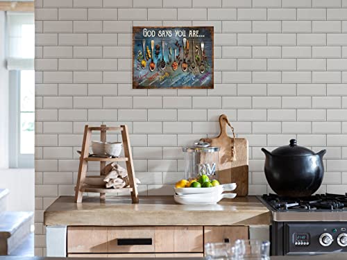 Kitchen Wall Art Couful Spice In Spoon Wall Decor Rustic Kitchen Canvas Painting Farmhouse Country God Says Inspirational Framed Artwork For Kitchen Restaurant Dining Room 12"X16" #TOP1