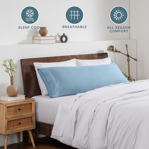 Image of Bare Home Microfiber Body Pillow Cover - Ultra Soft & Cooling Body Pillow Case - Double Brushed - Envelope Closure - Easy Care (21''x54'' Body Pillow Cover, Light Blue)