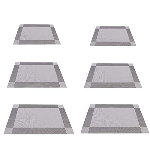 Bebebao Anti-Scalding Pad Placemats Diagonal Box Western Mat 6 Pcs,Non-Slip Insulation Simple Modern for Kitchen Silver
