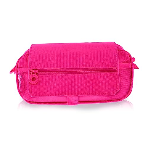 PracticOffice Colorline 58311 - Astuccio Portapenne/Portatutto Triplo con Ampie Sezioni Interne, Custodia Multi Purpose da Materiale Scolastico. Colore Fucsia, Misure 22 x 11 x 9 cm