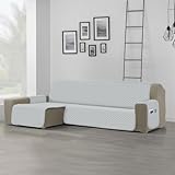 DALINA Funda de Sofá Chaise Longue Izquierda (2m de Ancho Total) Impermeable y Antideslizante, Lavable - Gris Claro